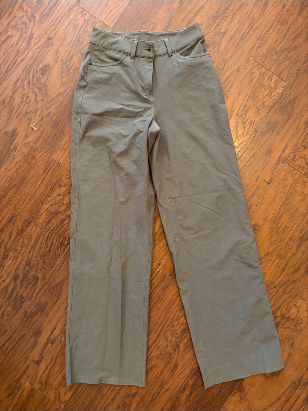 Lululemon Wide Leg Pants Olive Green High Rise Stretch 24” Waist Approx. Size 2
